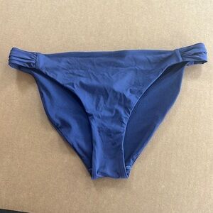Size 6. Dark blue bikini.